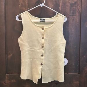 Stylish Milk & Honey Knitware Yellow Sleeveless Button-Down Vest